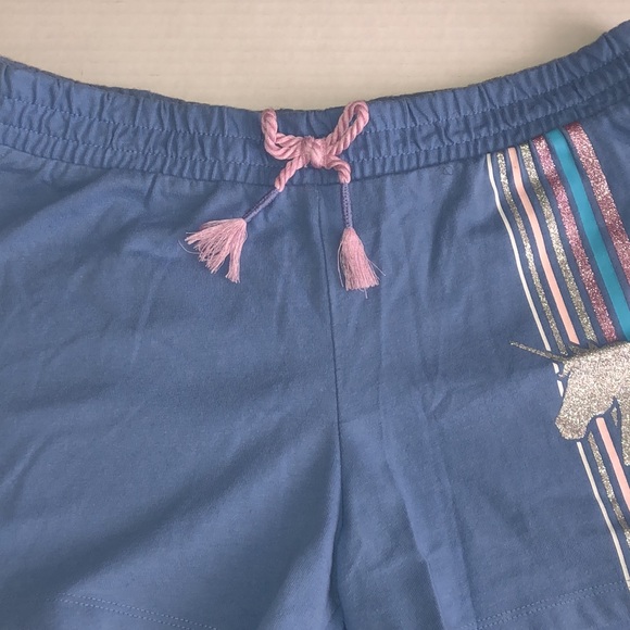 Unicorn Blue Striped Girls Shorts - Picture 2 of 8